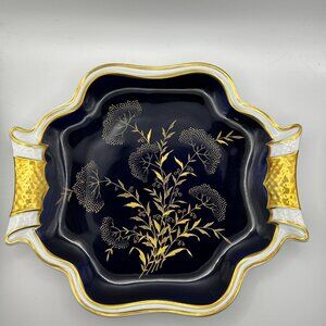 Echt Weimar Kobalt Germany porcelain blue 9 inch gold embellished serving dish